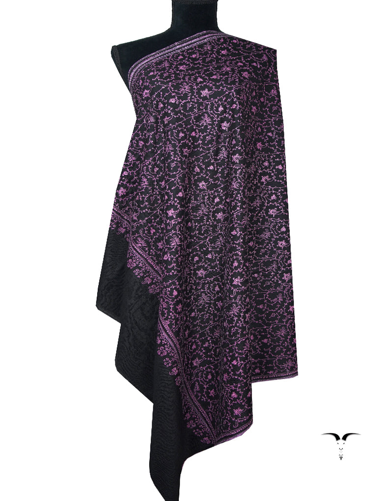 raven black jamma embroidery pashmina shawl 8837