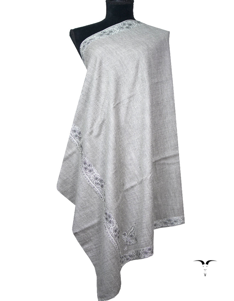 seal gray embroidery pashmina shawl 8845