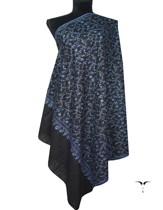 jet black jaali embroidery pashmina shawl 8848