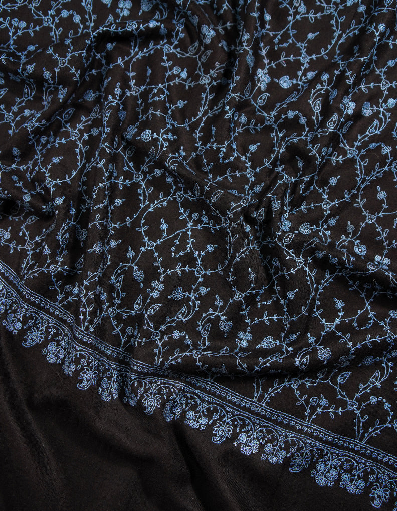 jet black jaali embroidery pashmina shawl 8848