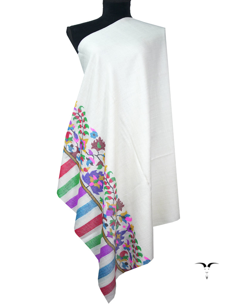 white kani paldaar pashmina shawl 8884