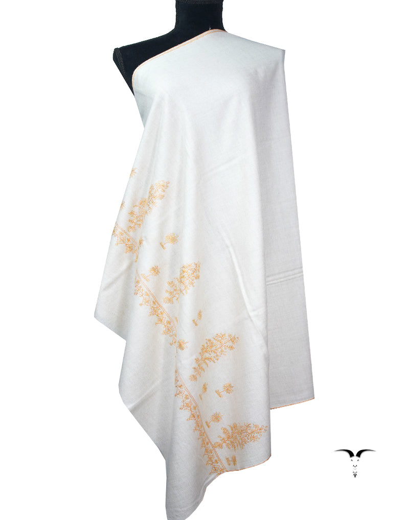 white embroidery pashmina shawl 8890