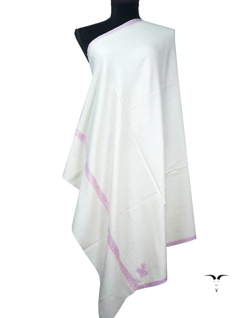 pure white embroidery pashmina shawl 8892