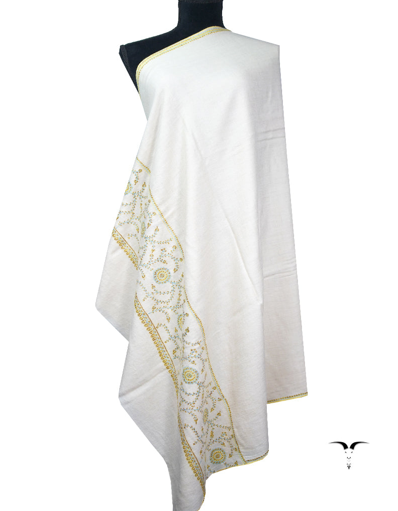 white embroidery pashmina shawl 8896