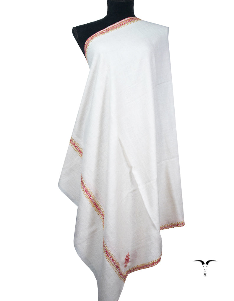 white tilla embroidery pashmina shawl 8915