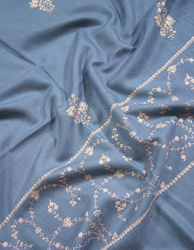 light blue butis embroidery pashmina stole 8924