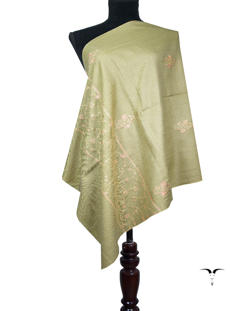 light golden butis embroidery pashmina stole 8926