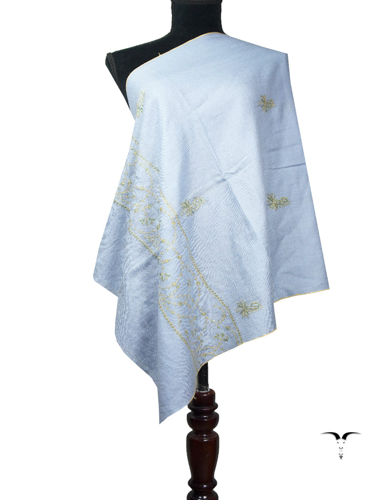 light periwinkle blue butis embroidery pashmina stole 8928