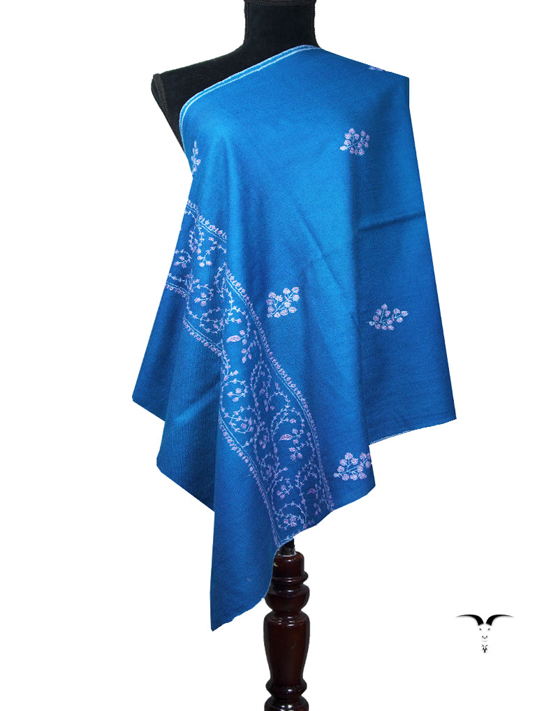 blue butis embroidery pashmina stole 8931