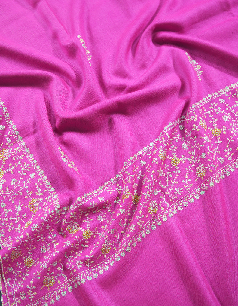 rose pink butis embroidery pashmina shawl 8948