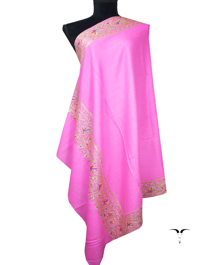 rose pink tilla embroidery pashmina shawl 8953