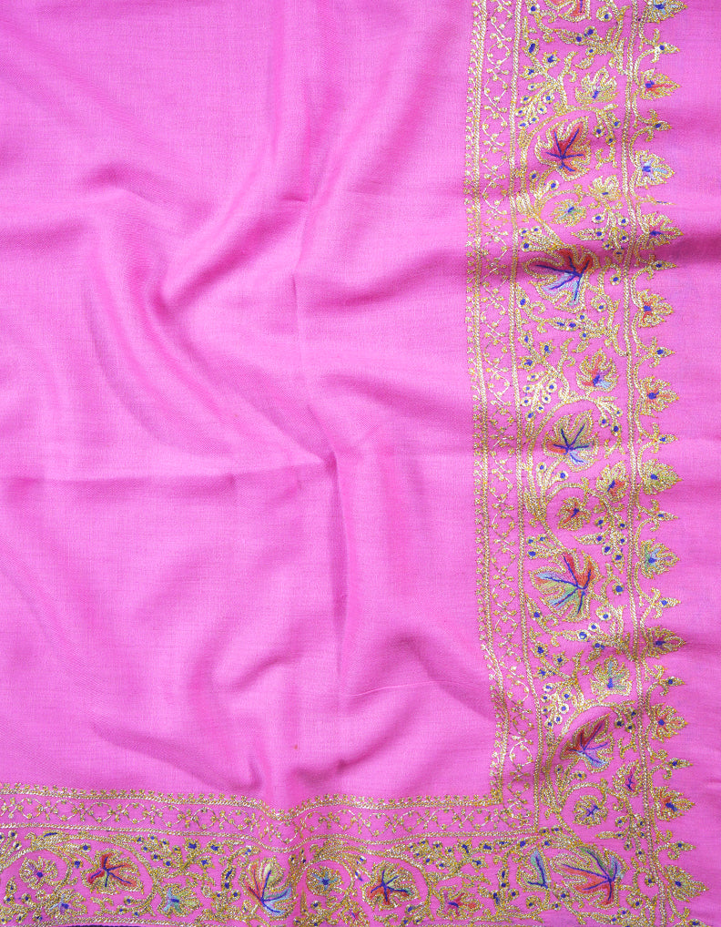 rose pink tilla embroidery pashmina shawl 8953