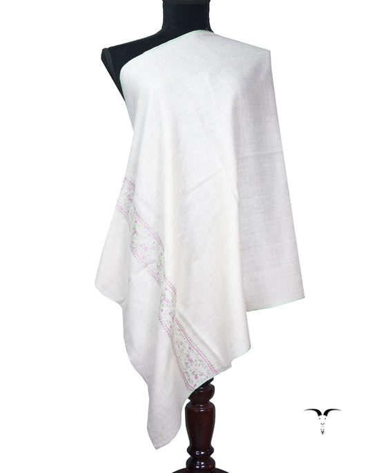 chalk white embroidery pashmina stole 8961