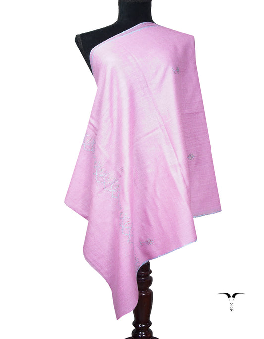 lavender pink butis embroidery pashmina stole 8962