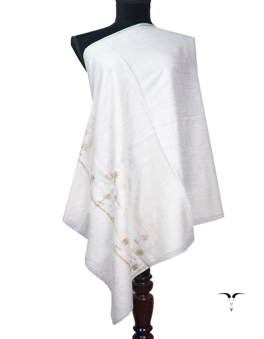 pearl white butis embroidery pashmina stole 8963