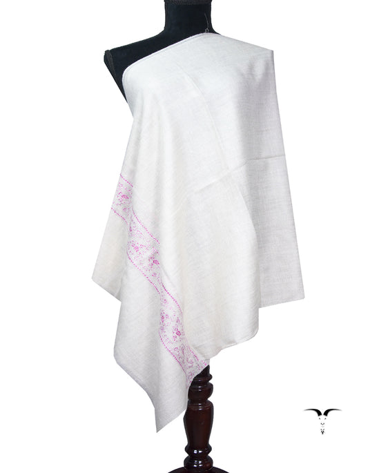 cloud white embroidery pashmina stole 8964