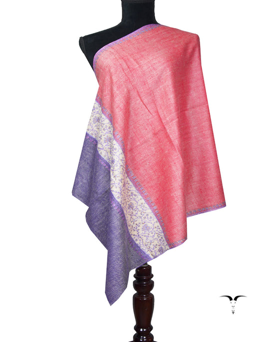 imperial red and mauve embroidery pashmina stole 8965