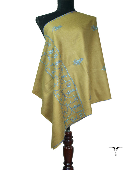 peanut brown embroidery pashmina stole 8980