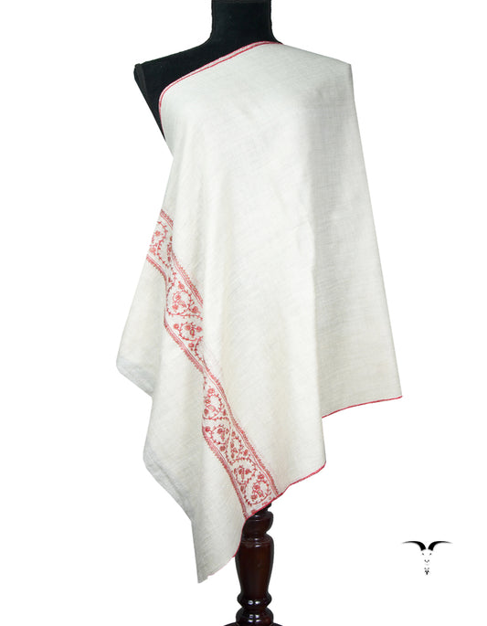 powder white embroidery pashmina stole 8982