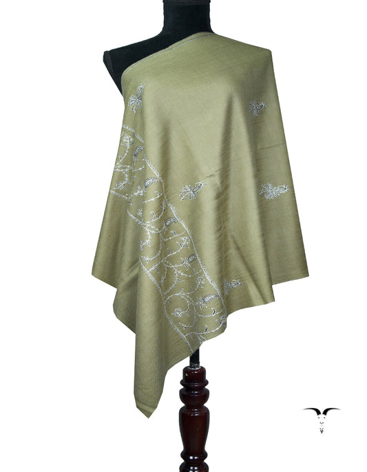 dark natural brown butis embroidery pashmina stole 8997