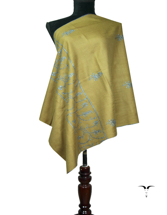 light brown butis embroidery pashmina stole 9002