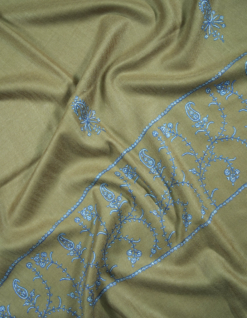 light brown butis embroidery pashmina stole 9002