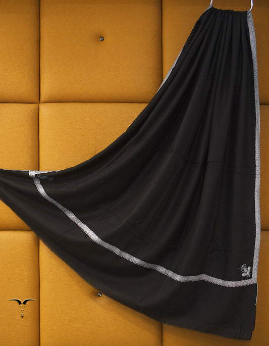 jet black XL embroidery pashmina shawl 9009