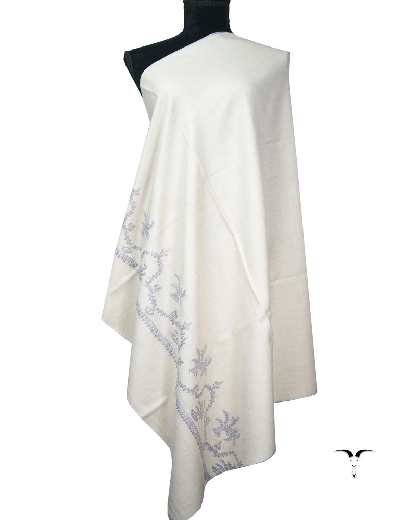 creamy white embroidery pashmina shawl 9030