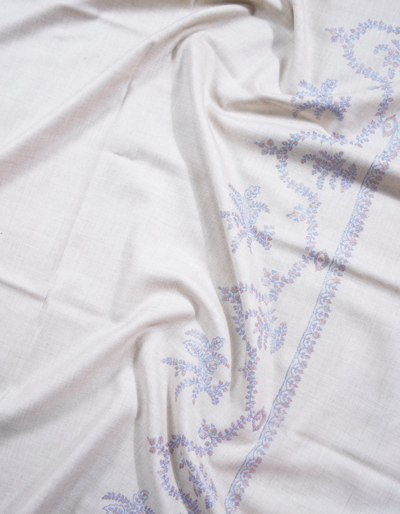 creamy white embroidery pashmina shawl 9030