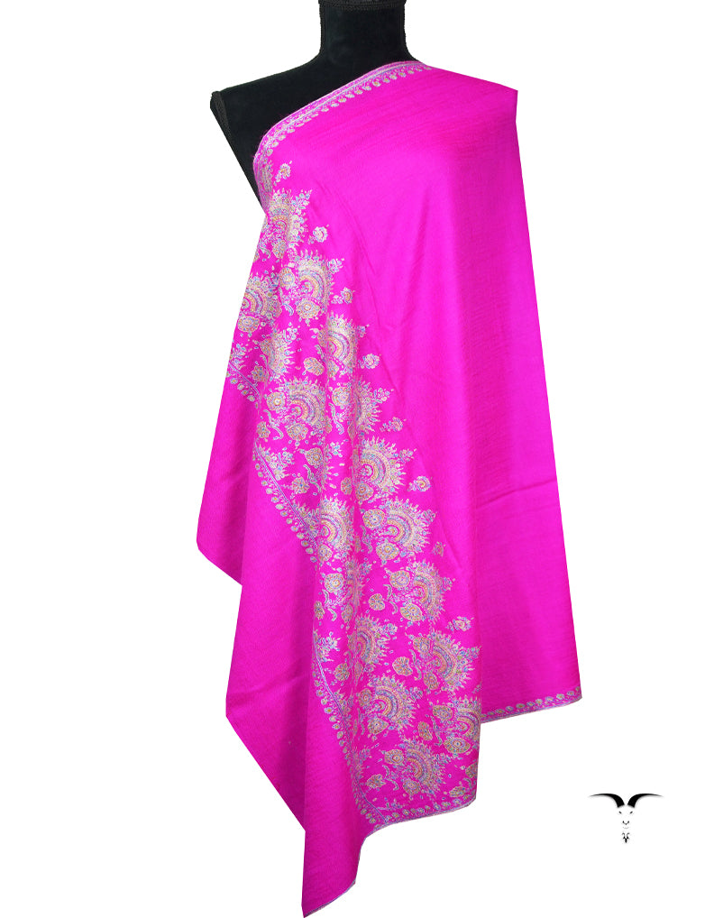 hot pink embroidery pashmina shawl 9032