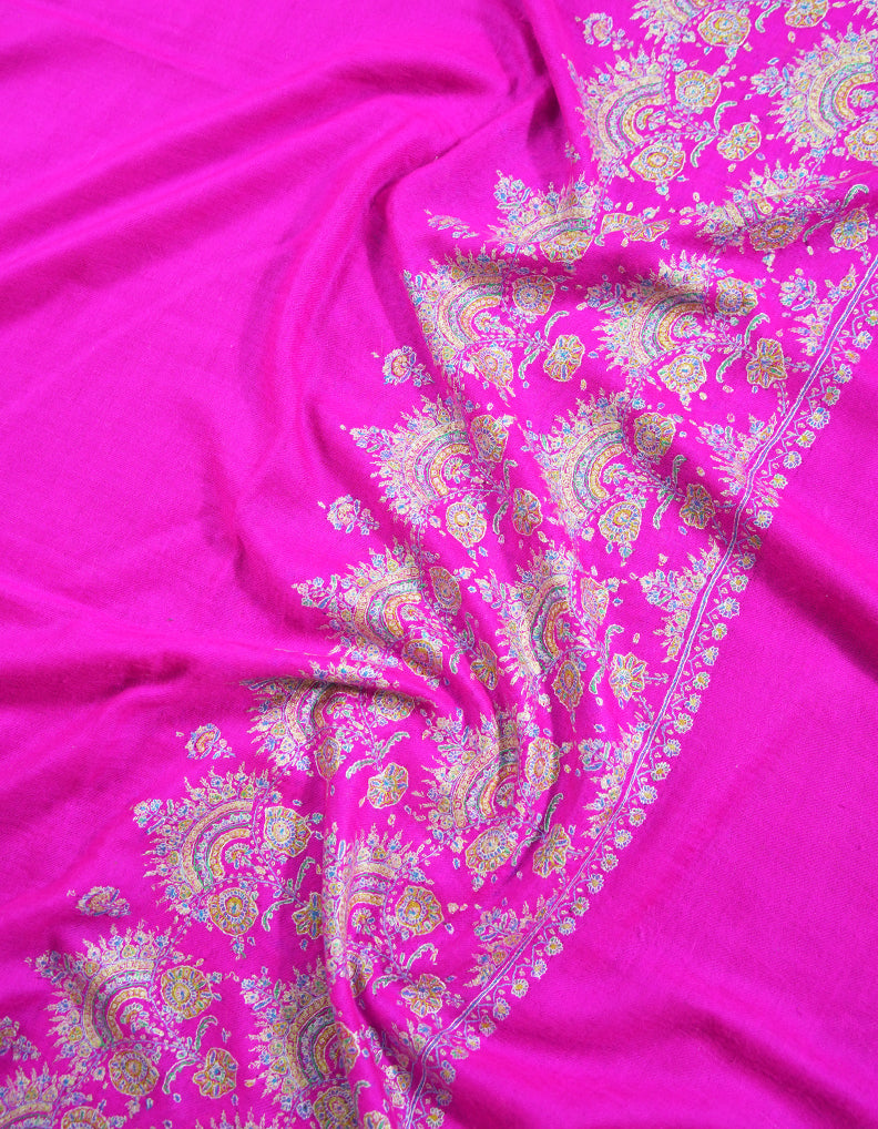 hot pink embroidery pashmina shawl 9032