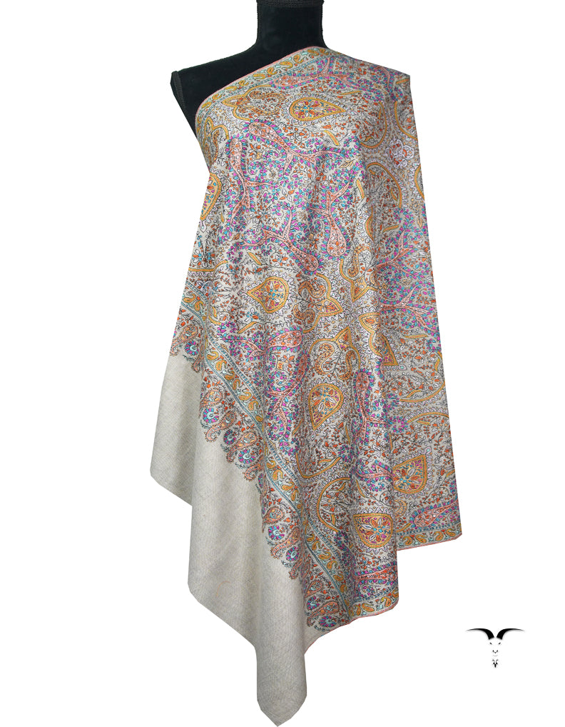 natural jamma embroidery pashmina shawl 9038