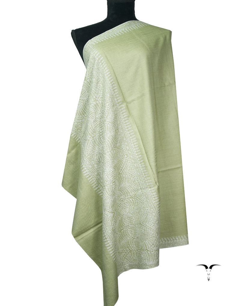 sage moss green embroidery pashmina shawl 9040