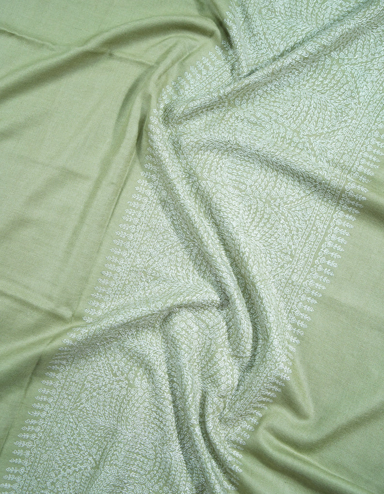 sage moss green embroidery pashmina shawl 9040