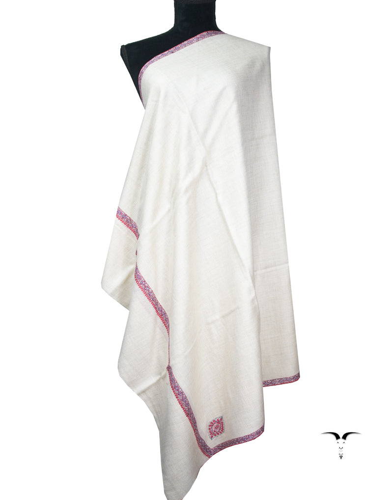 white embroidery pashmina shawl 9041