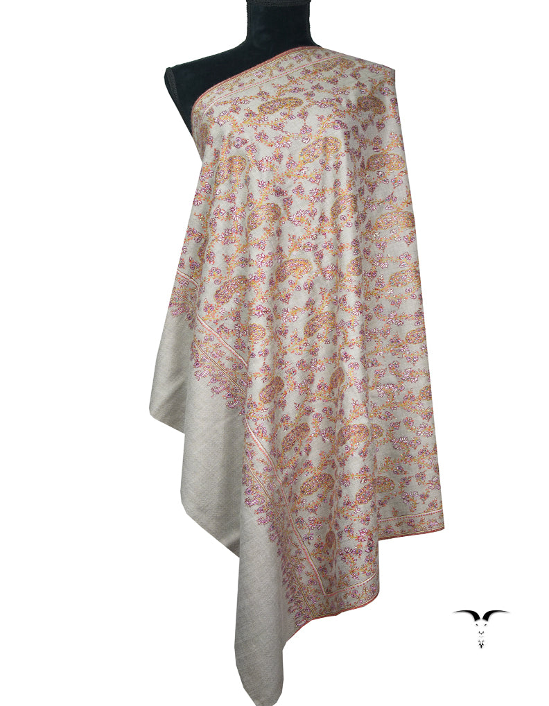 dark natural embroidery pashmina shawl 9044