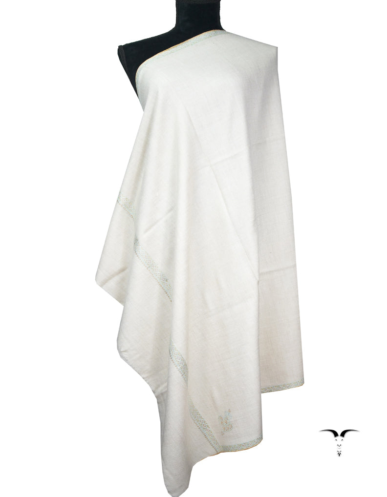 pure white embroidery pashmina shawl 9045