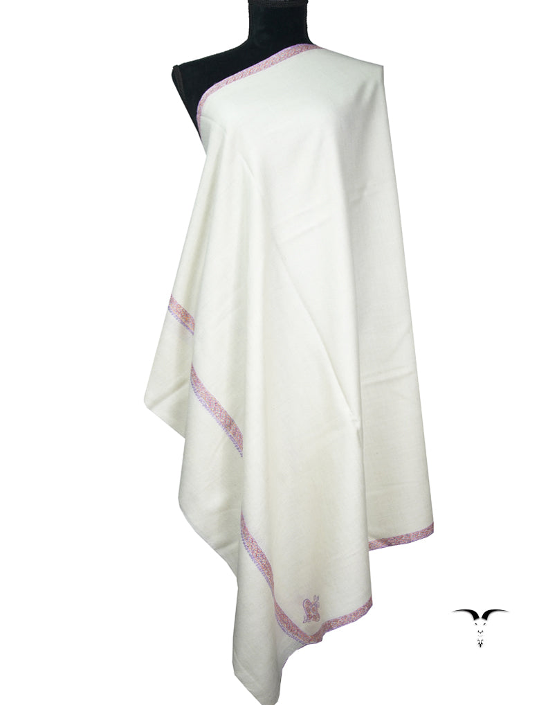 snow white embroidery pashmina shawl 9047