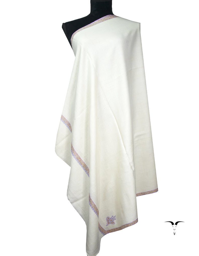 chalk white embroidery pashmina shawl 9050