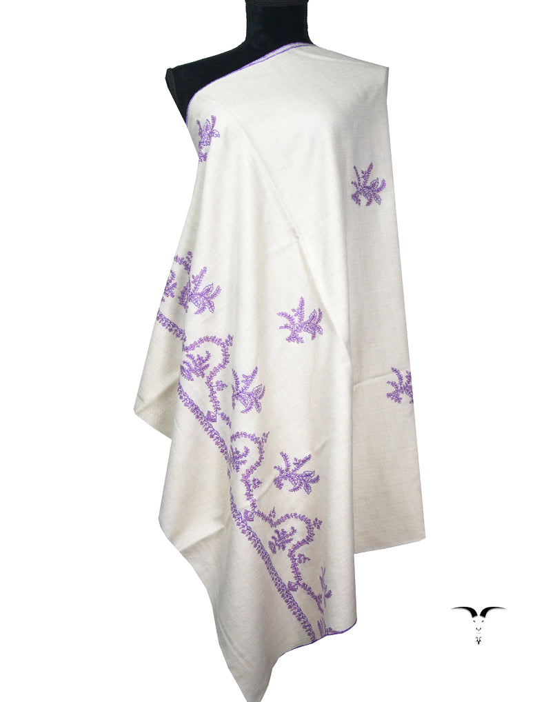 off-white butis embroidery pashmina shawl 9053