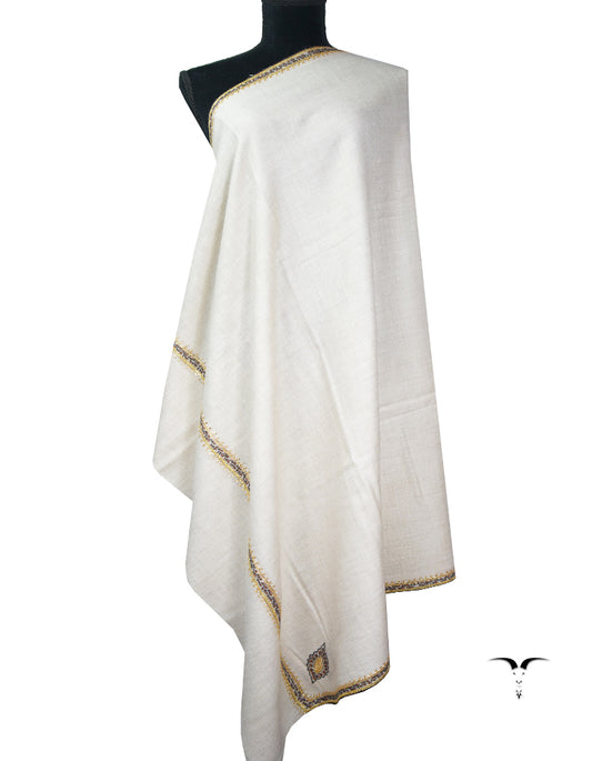 off-white tilla embroidery pashmina shawl 9056