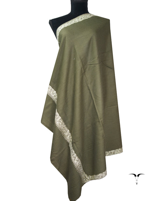 cedar dark natural tilla embroidery pashmina shawl 9058