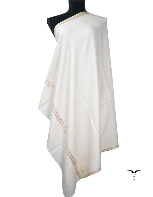 pearl white tilla embroidery pashmina shawl 9059