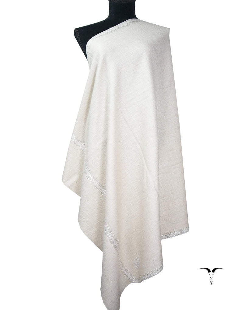 white tilla embroidery pashmina shawl 9061