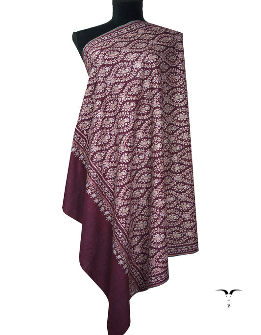 mahogany GI jamma embroidery pashmina shawl 9062