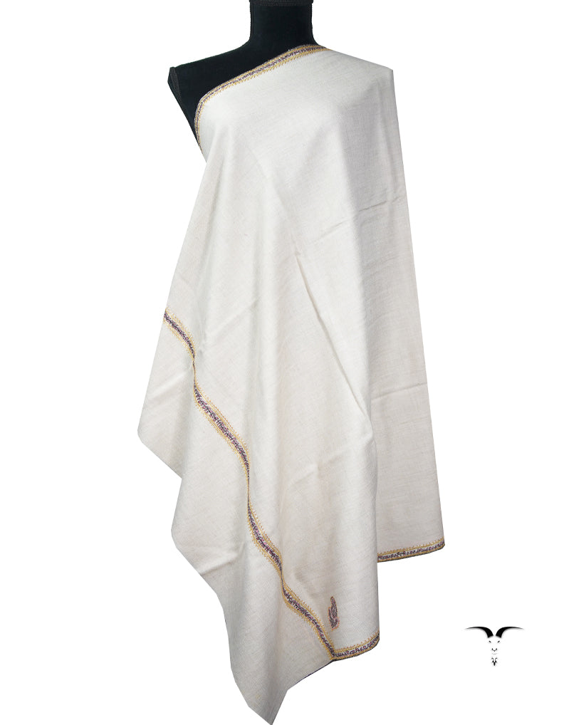 off-white tilla embroidery pashmina shawl 9065