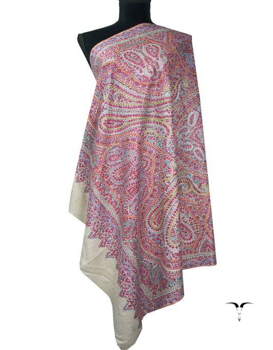 natural jamma embroidery pashmina shawl 9069