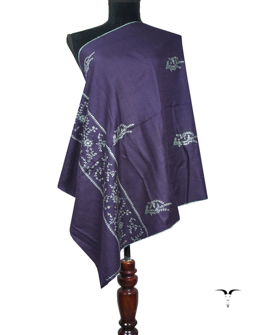 deep dark blue butis embroidery pashmina stole 9072