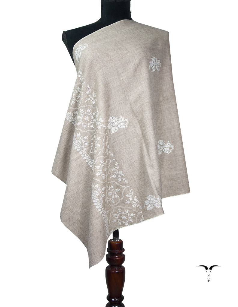 light natural butis embroidery pashmina stole 9073