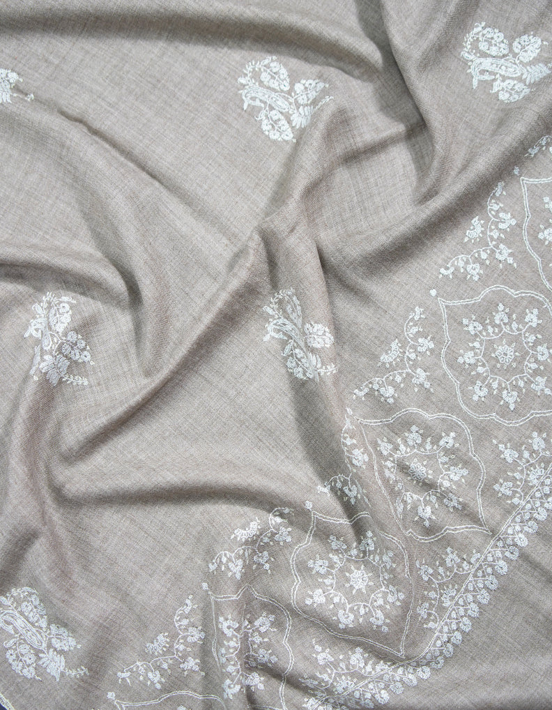 light natural butis embroidery pashmina stole 9073